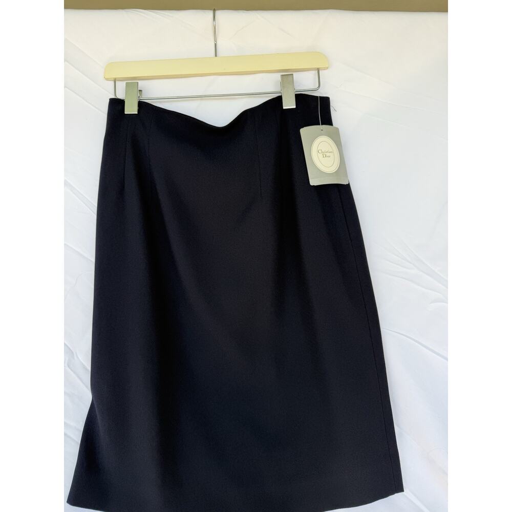 Christian Dior Vintage Black Pencil Skirt Sz 12 Made USA Tricetate Blend - Picture 3 of 5